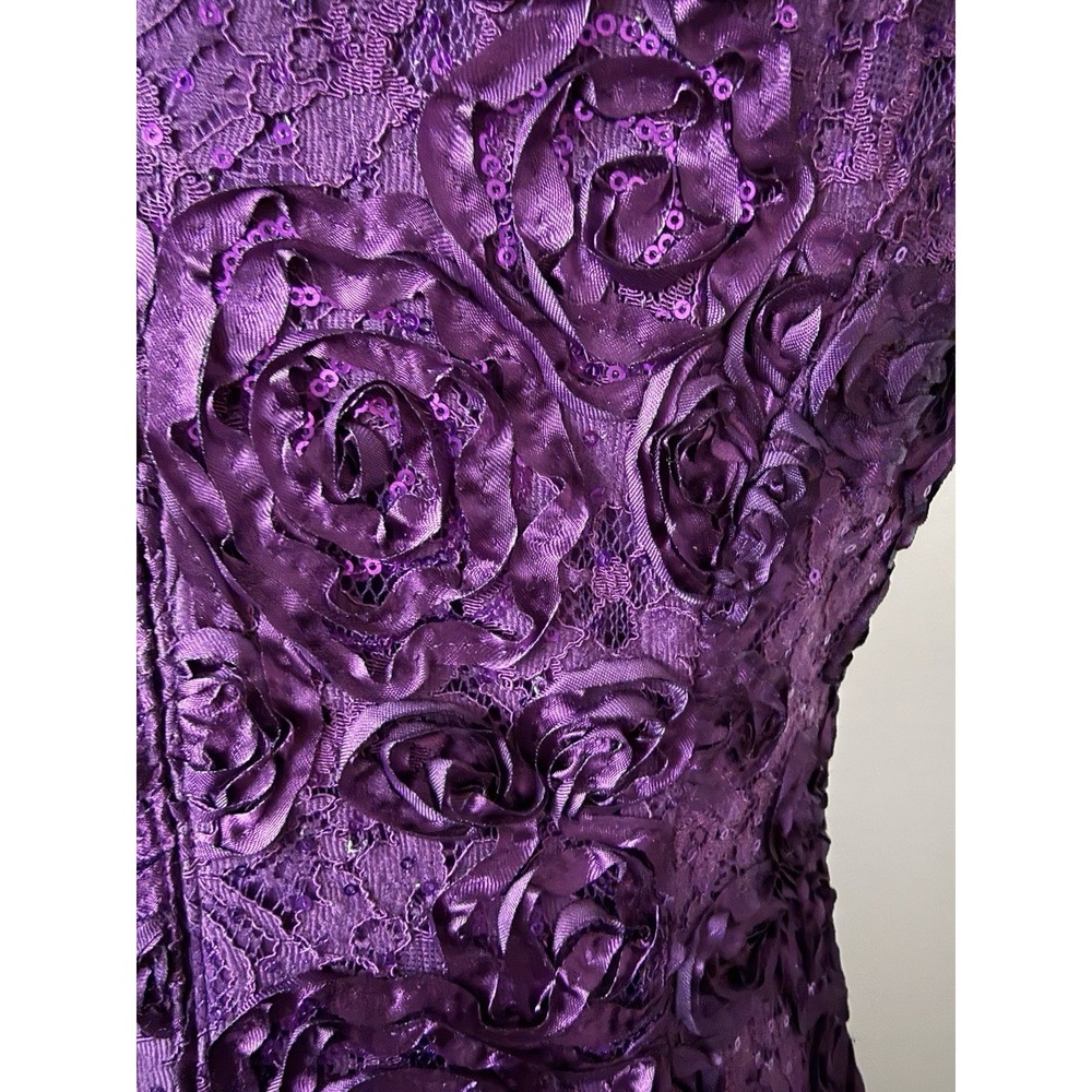 Alex Evenings Women's 8 Rosette A-Line Evening Gown Eggplant Purple Sequin - Picture 13 of 16